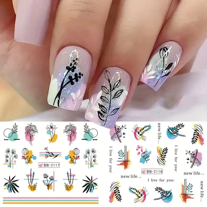 Flower Geometric Nail Decal BN2113-2124