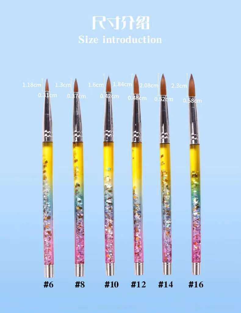 Crystal Handle Rainbow Gradient Acrylic Nail Brush