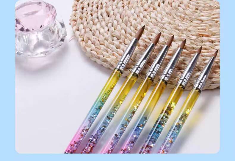 Crystal Handle Rainbow Gradient Acrylic Nail Brush