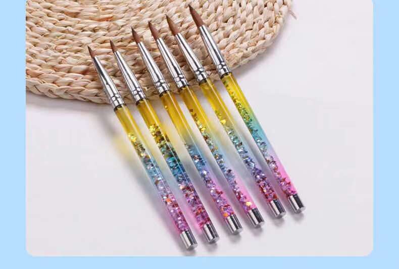 Crystal Handle Rainbow Gradient Acrylic Nail Brush