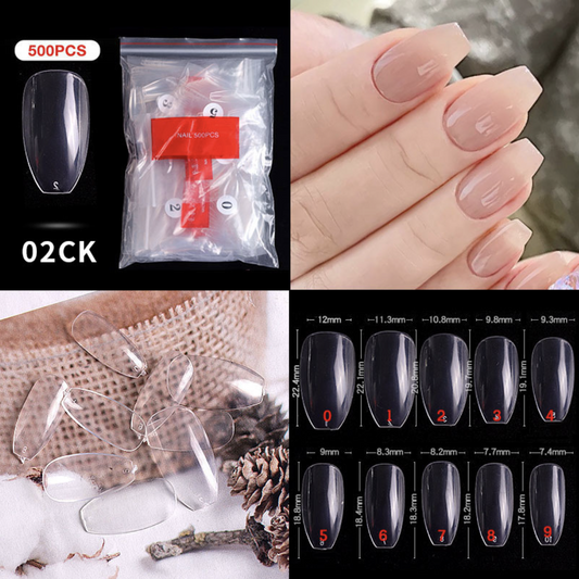 02# Short Coffin Nail Tips ( 500pcsPacket )