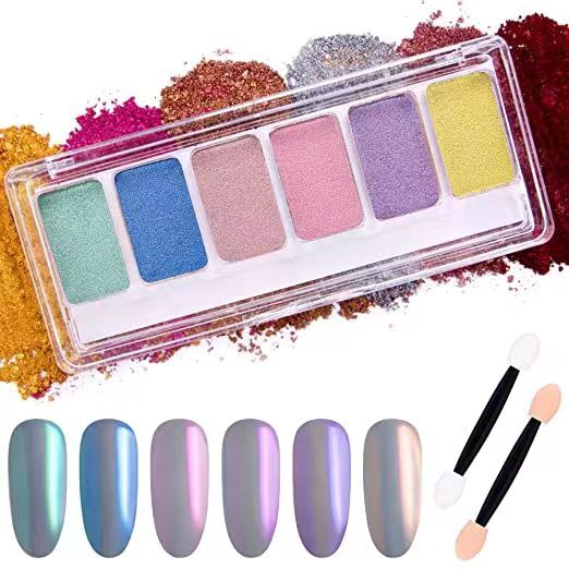 Chrome Powder 6 Colors Solid Nail Powder Palette