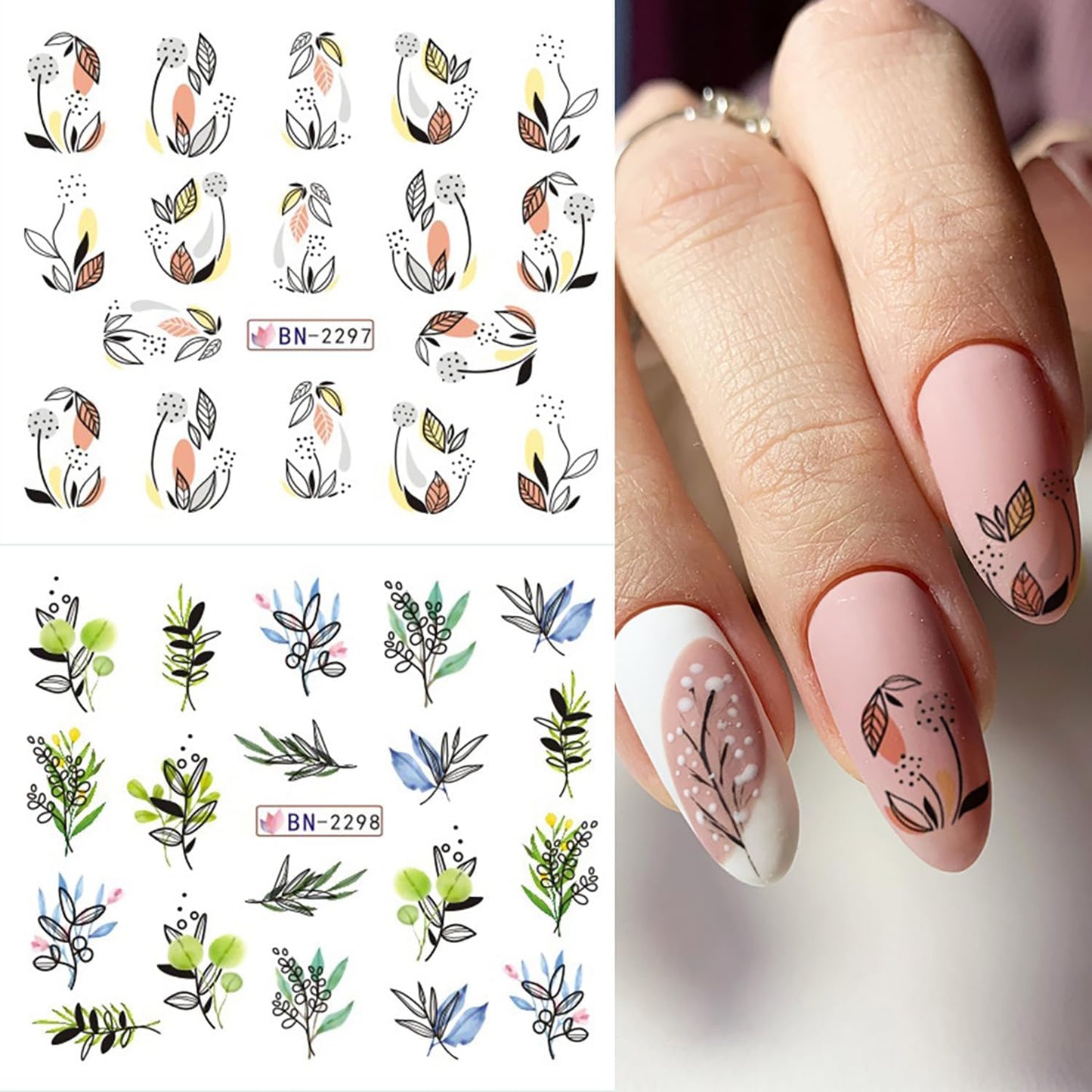 Watercolor Floral Nail art decal