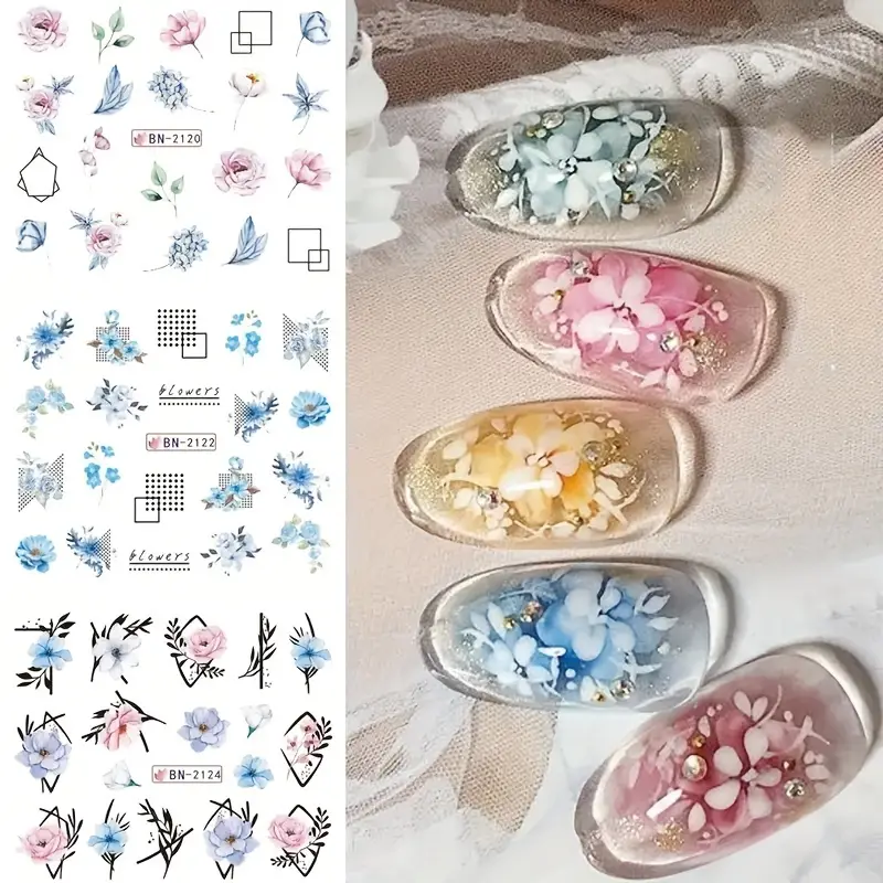 Flower Geometric Nail Decal BN2113-2124