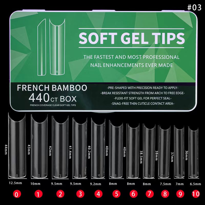 Soft Gel Tips - French Bamboo 440pcs