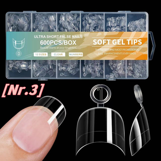 600pcs Ultra Short False Nails Soft Gel Tips