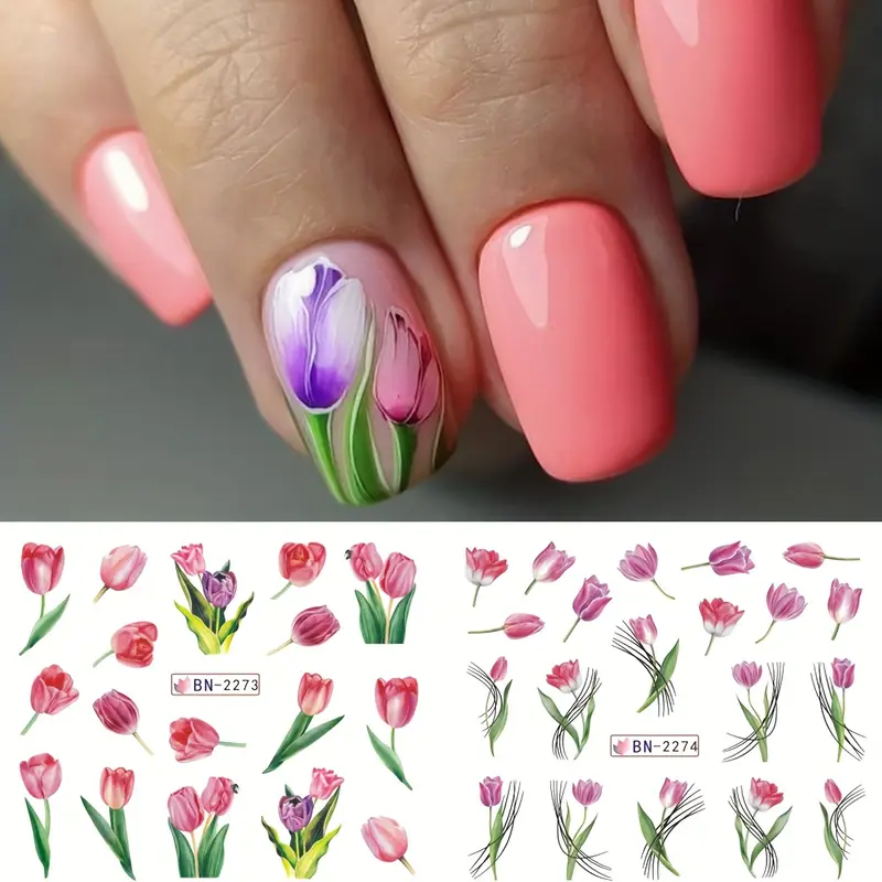 Tulip Lilly Floral Nail art decal