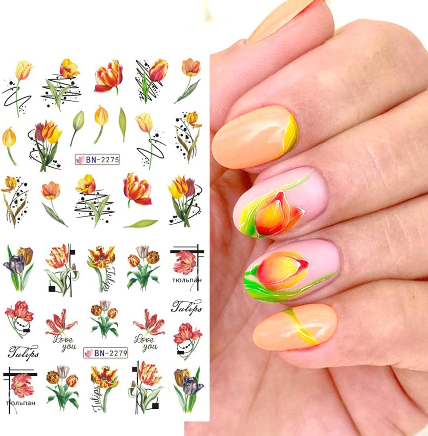 Tulip Lilly Floral Nail art decal