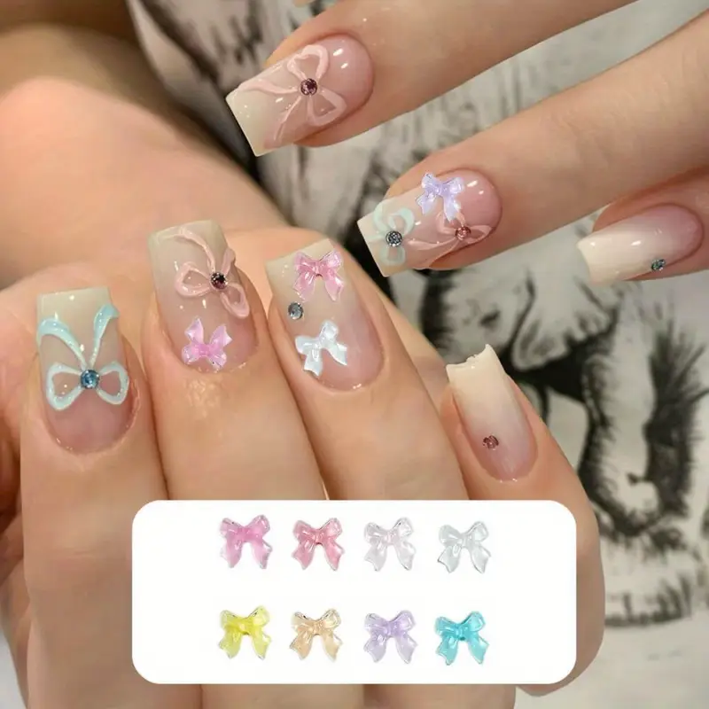 Bow Resin Nail Art Decoration 2pcs