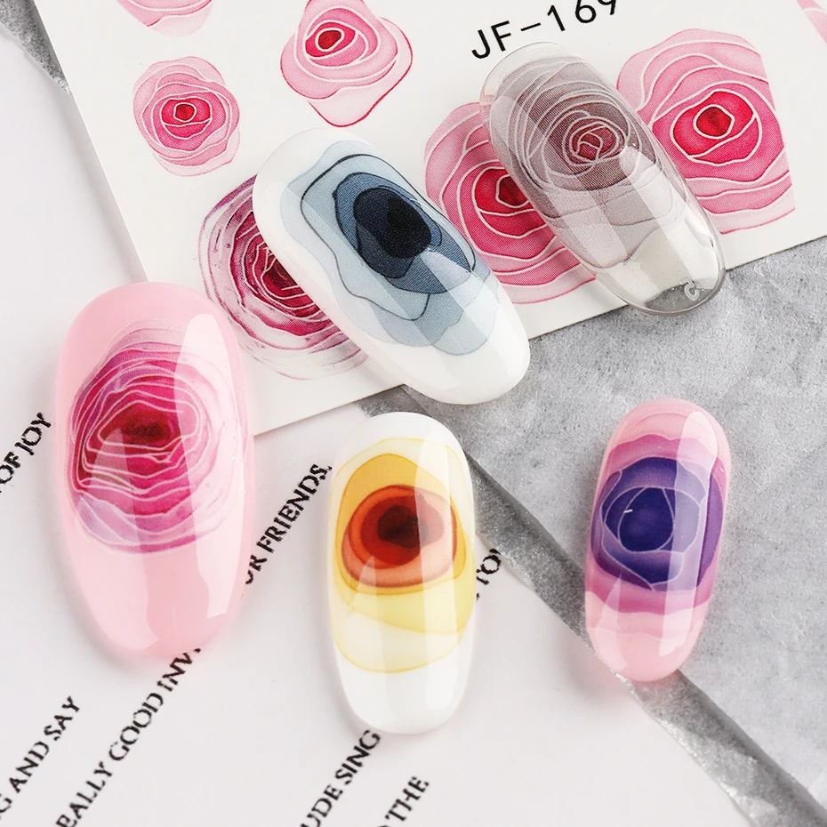 Blooming Rose Floral Nail Art Decal JF174