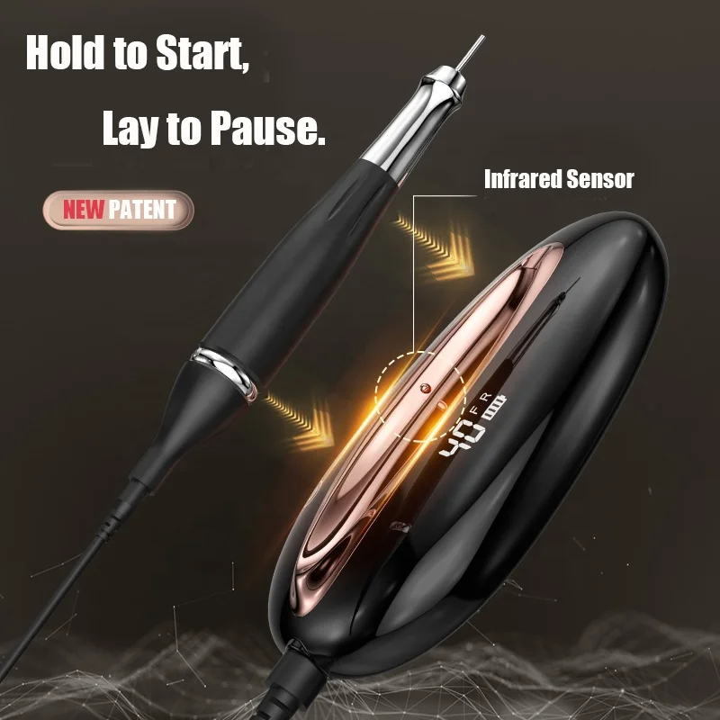 Black Brushless Portable Rechargeable Cordless Nail Drill Machine