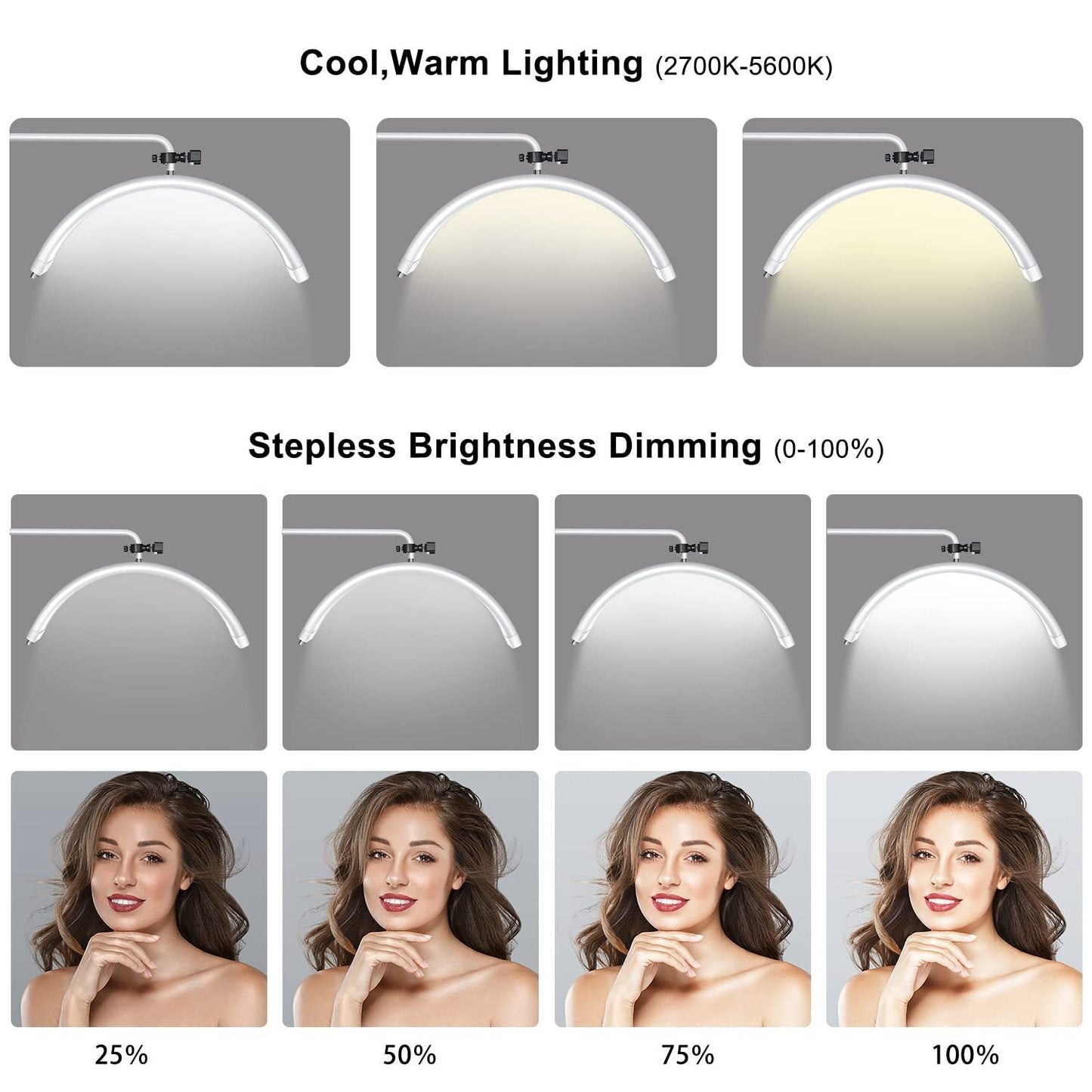 23 Inch LED Moon Light Folding Beauty Floor Lamp Eyebrow Eyelashes Extension Beauty Salon Facials Tattoo