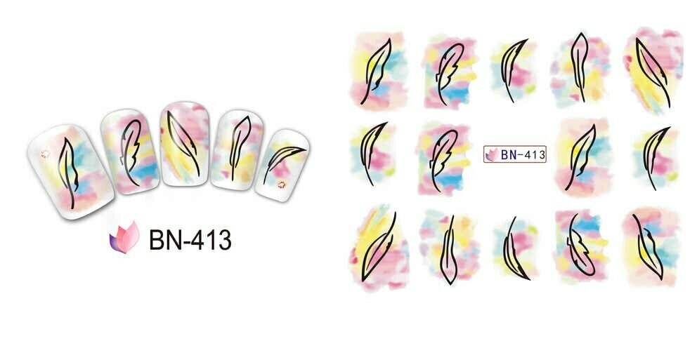 Animal Watercolor Abstract Lines Nail Decal BN413
