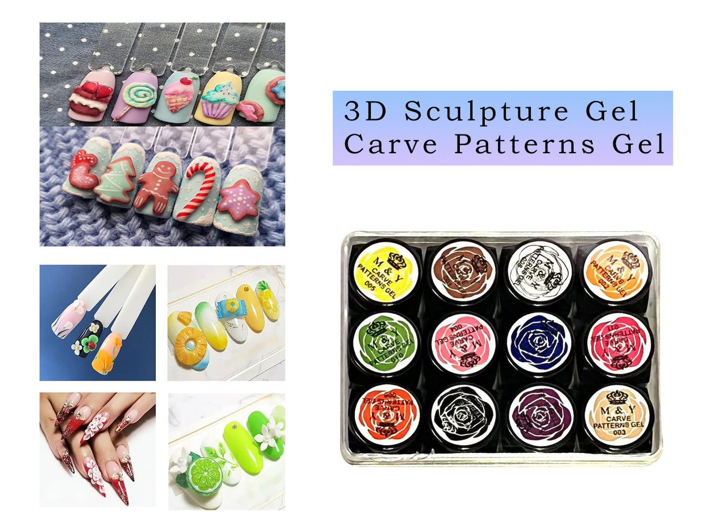 3D Sculpture Gel 3D Carve Patterns Gel 12 colours