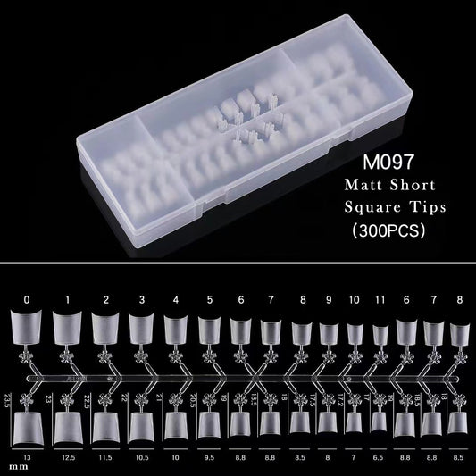 Short Square Matte Ultra Thin Pre-made False Nails Tips 300pcs M097