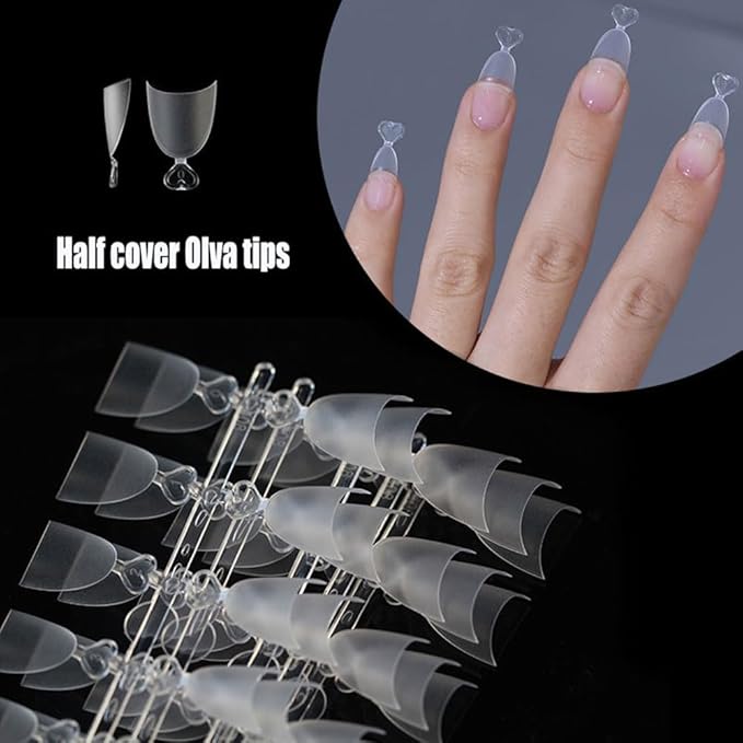 Half Cover Oval Nails Tips Short Round Matte  300pcs M098