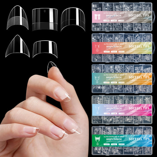 600pcs Ultra Short False Nails Soft Gel Tips (Copy)