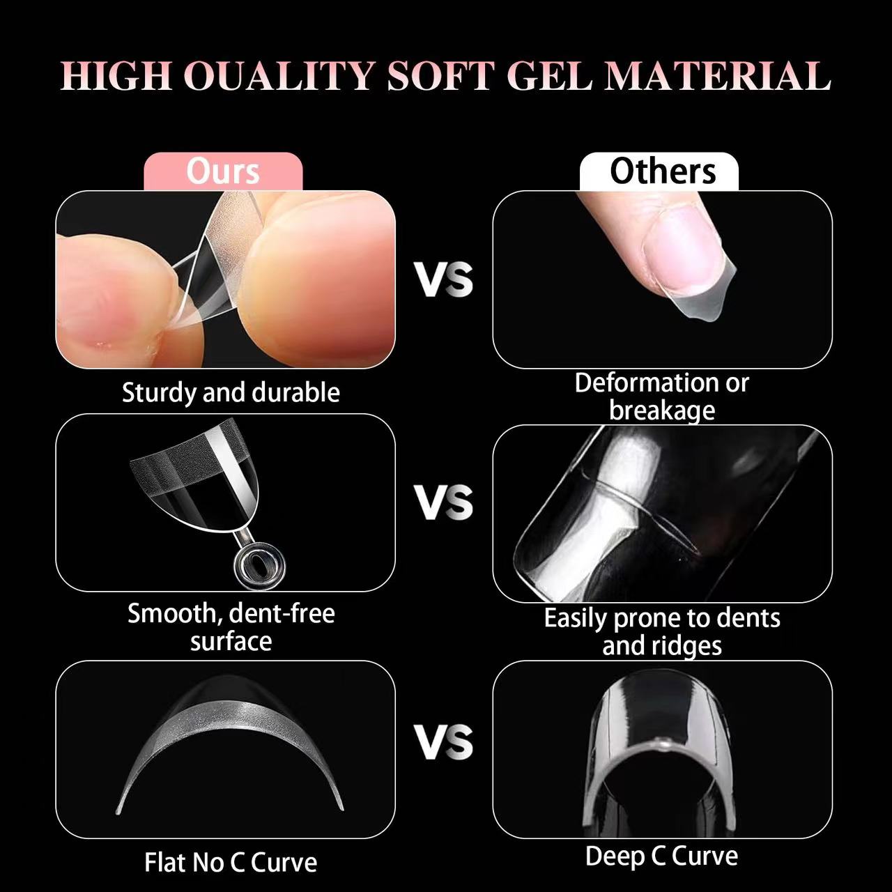 600pcs Ultra Short False Nails Soft Gel Tips