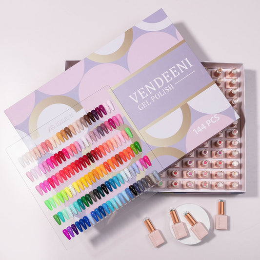 Vendeeni Summer Gel Polish Collection Set 15ml - 144pcs with Colour chart