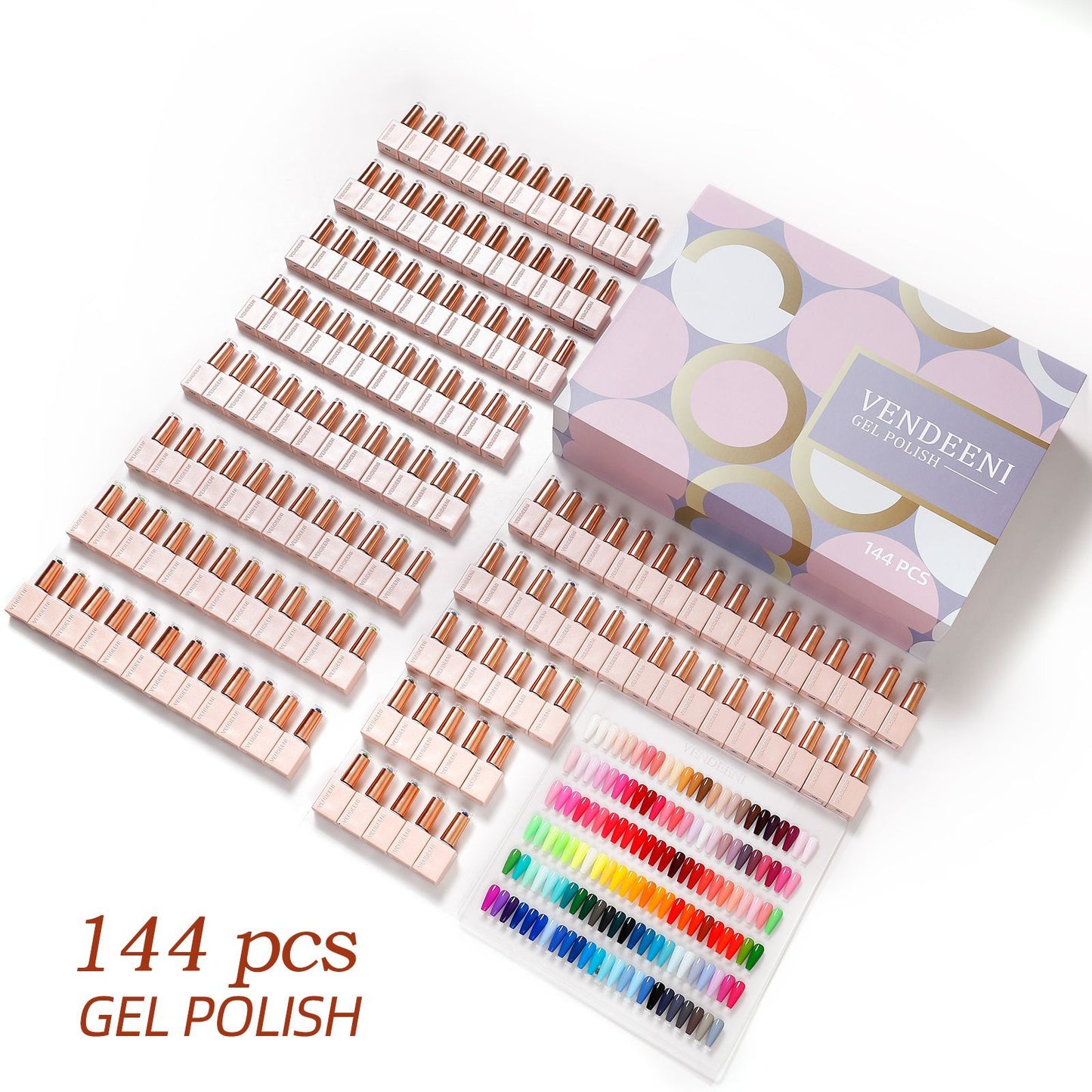 Vendeeni 144 colors Gel Polish set with a color chart