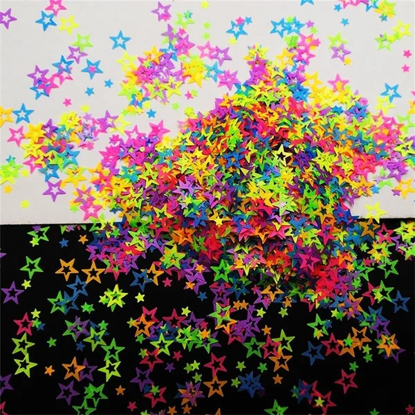 Hollow Star Neon Sequin Art - Multicolor