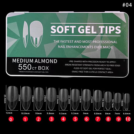 Soft Gel Tips - Medium Almond 550pcs