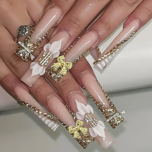 Gold Bow Resin Alloy Nail Art Decoration 5 pcs