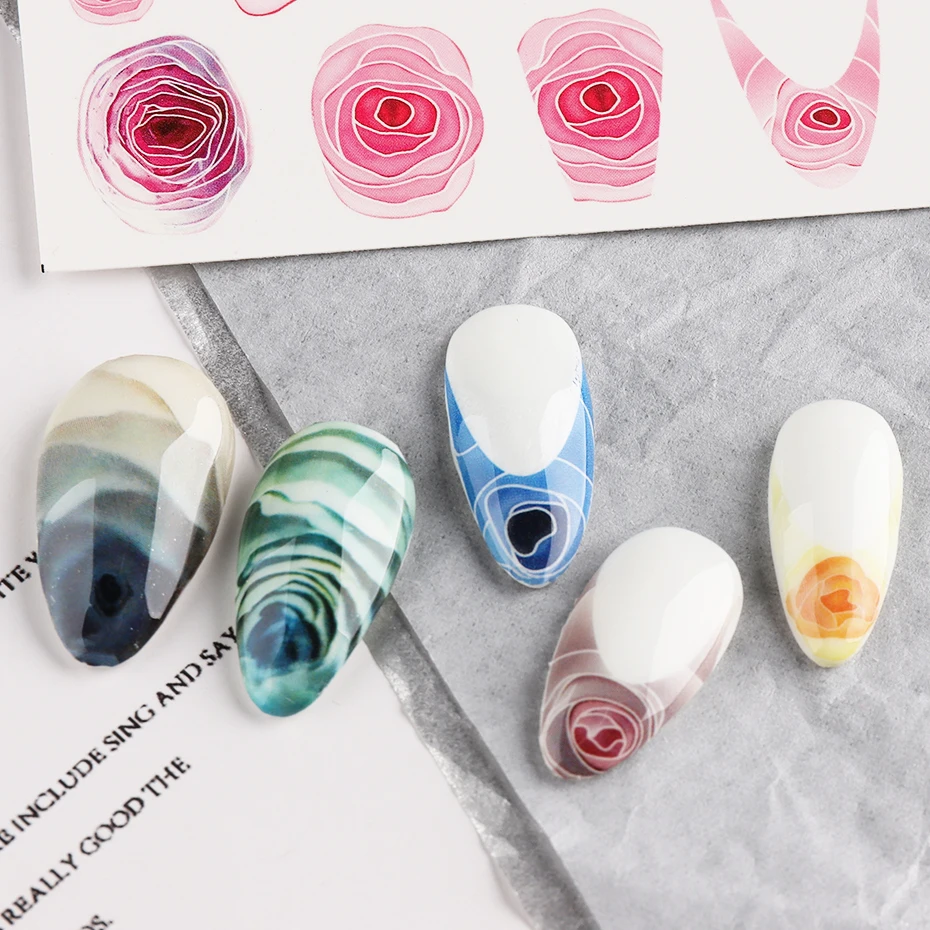 Blooming Rose Floral Nail Art Decal JF175