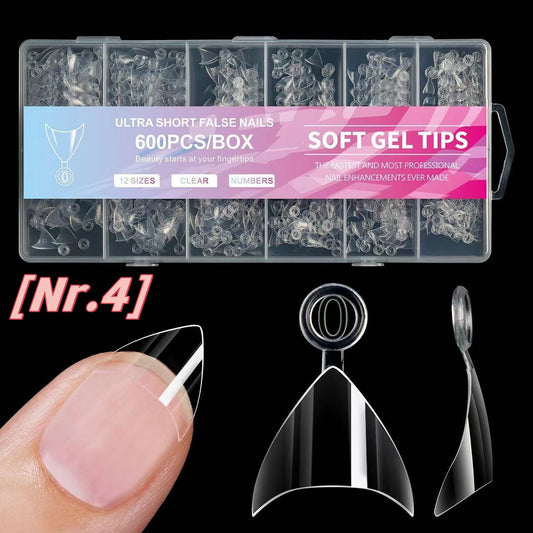 600pcs Ultra Short False Nails Soft Gel Tips