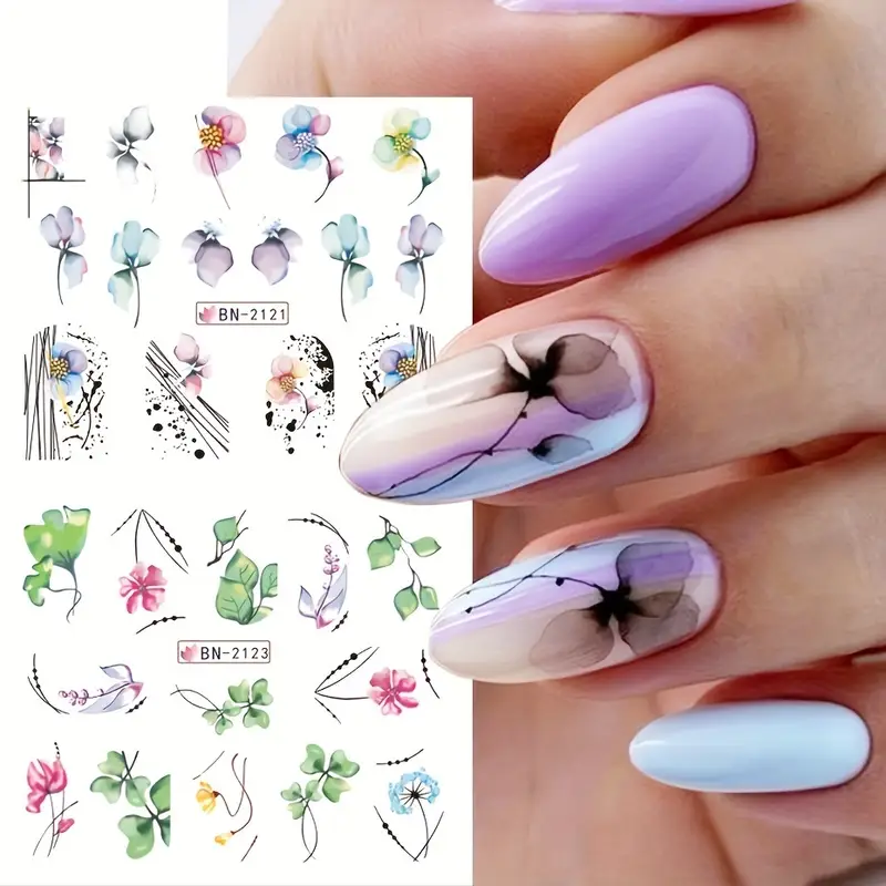 Flower Geometric Nail Decal BN2113-2124