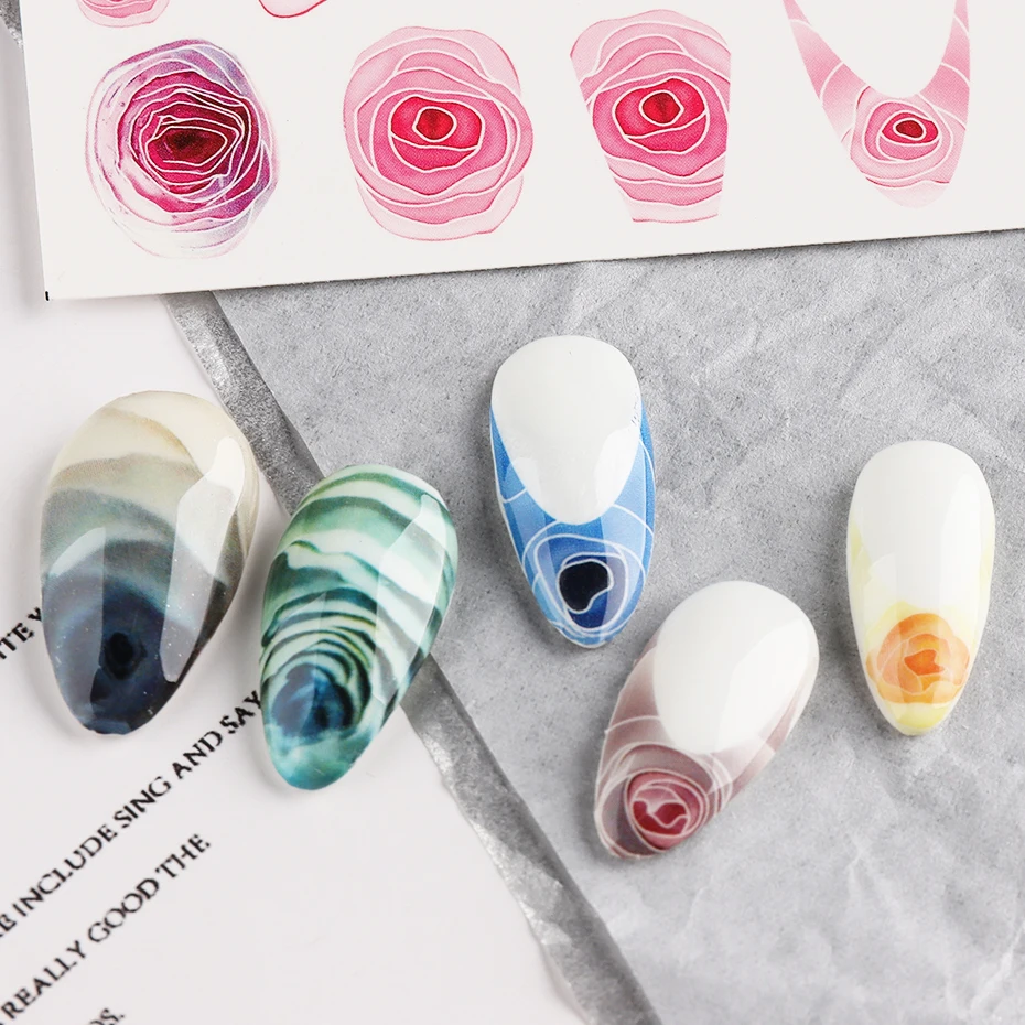 Blooming Rose Floral Nail Art Decal JF173
