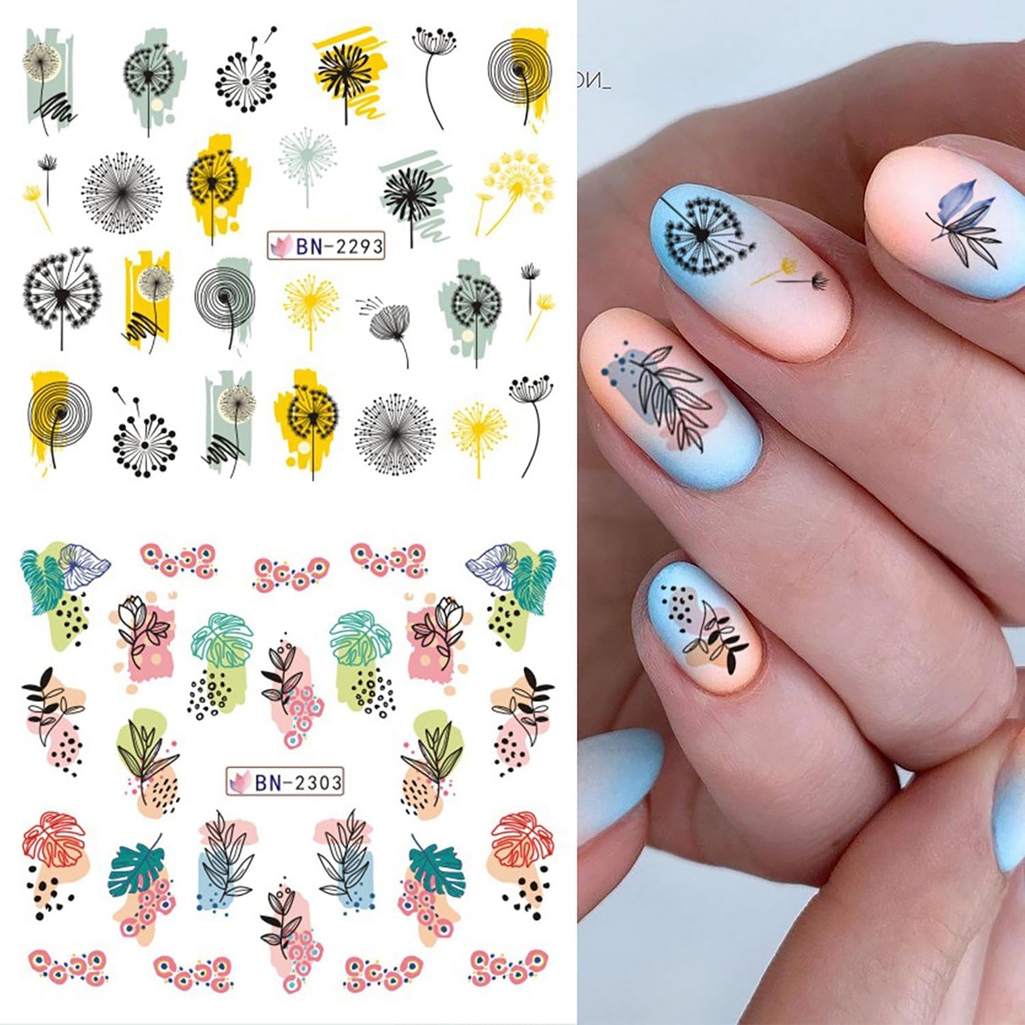 Watercolor Floral Nail art decal