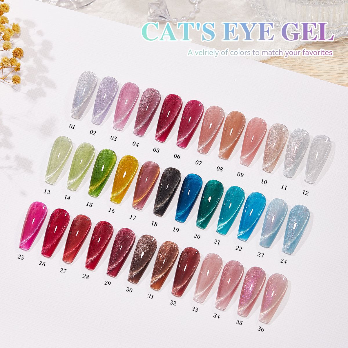 Vendeeni Cat eye gel polish  Hema free - 3x gels