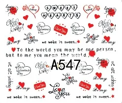 Love Valentine Nail Decal Range A541-552