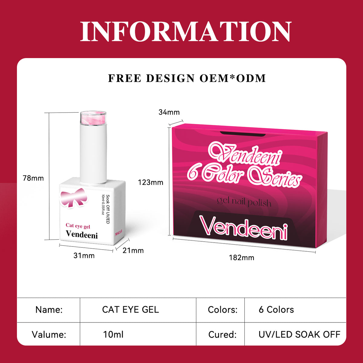 10ml Cat Eye Vendeeni Hema/TPO Free Gel Polish