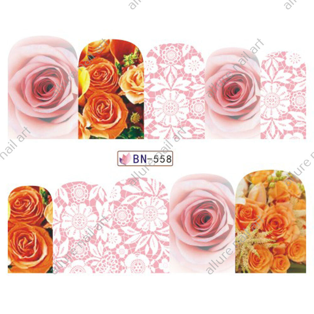 Rose Floral Nail Art Decal