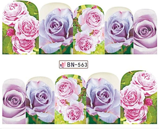 Rose Floral Nail Art Decal BN563