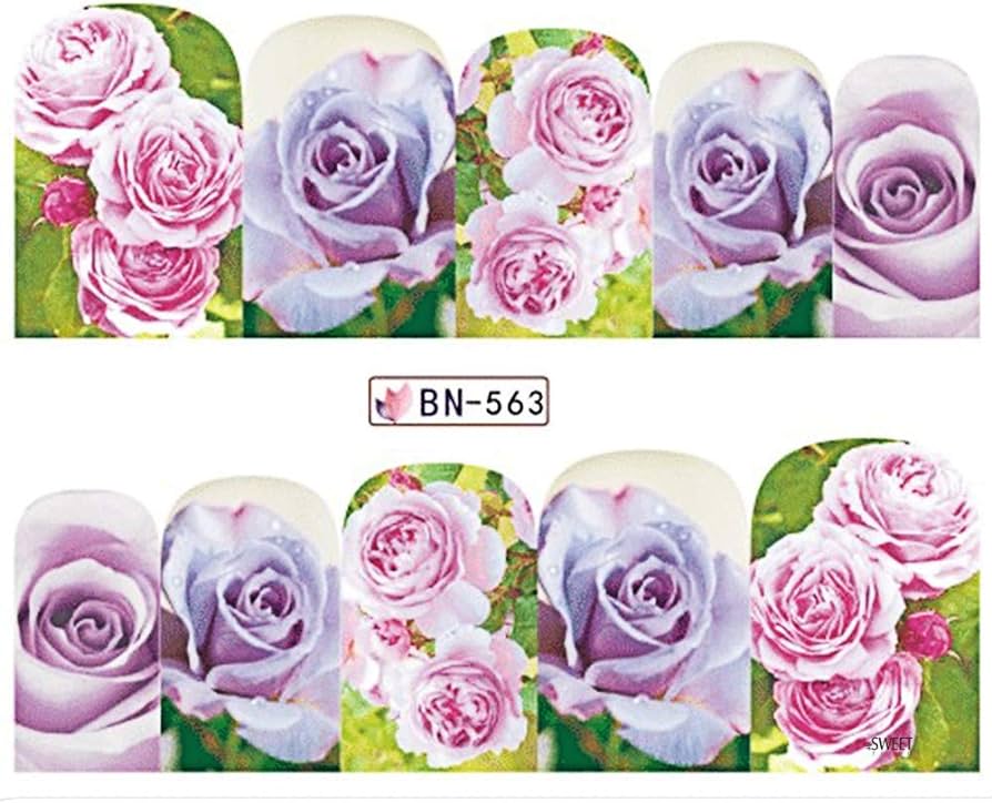 Rose Floral Nail Art Decal BN563