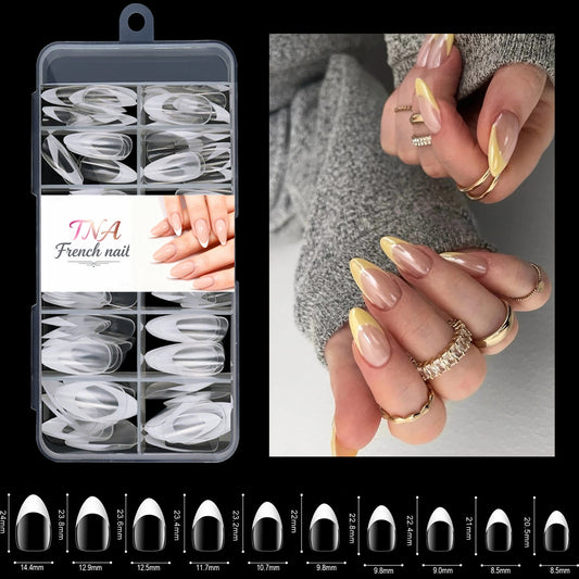Press On Almond White French Tips