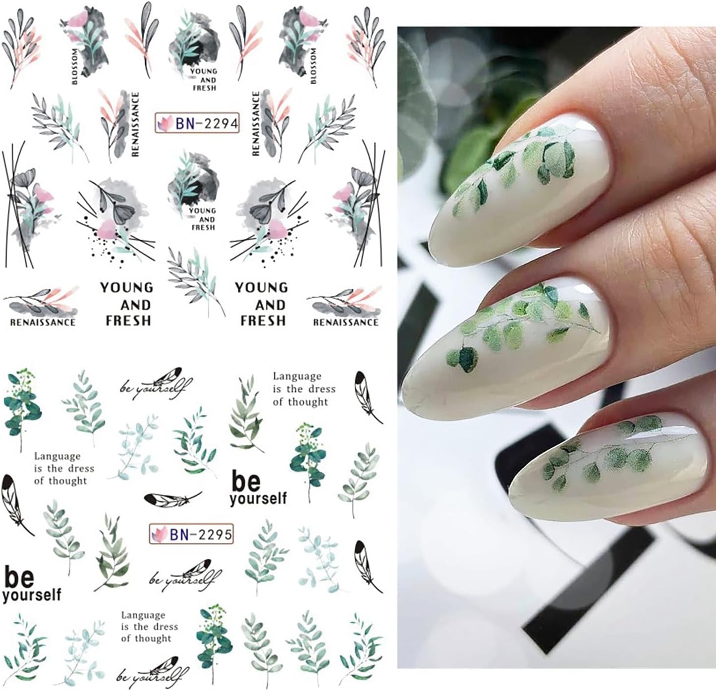 Watercolor Floral Nail art decal