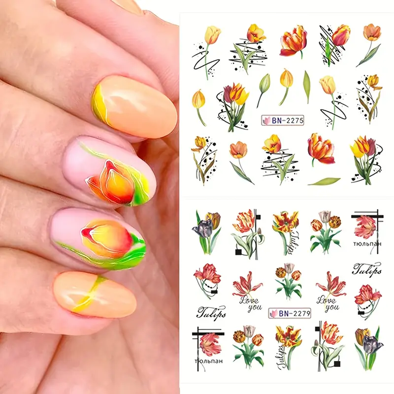 Tulip Lilly Floral Nail art decal