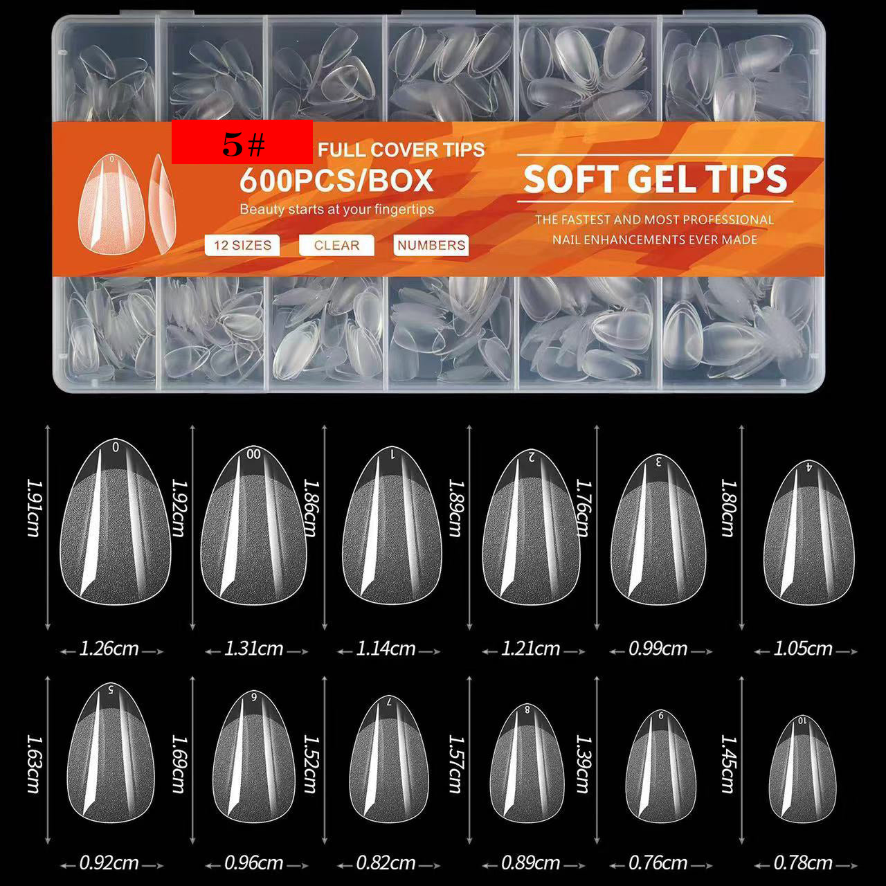 Clear Soft Gel Tips 5pcs Set