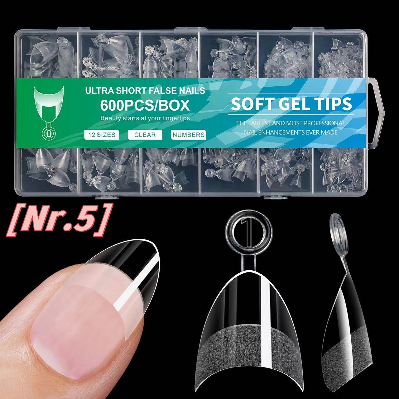 600pcs Ultra Short False Nails Soft Gel Tips (Copy)