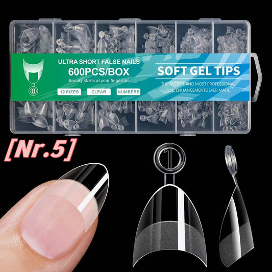 600pcs Ultra Short False Nails Soft Gel Tips (Copy)