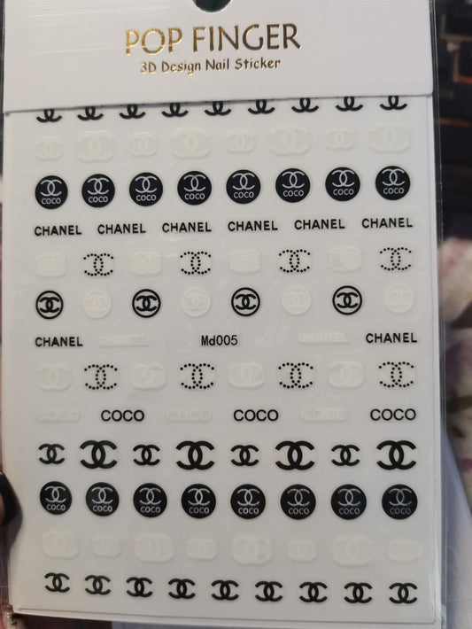 Fashion Design Brand Text Geometric Nail Sticker MD05