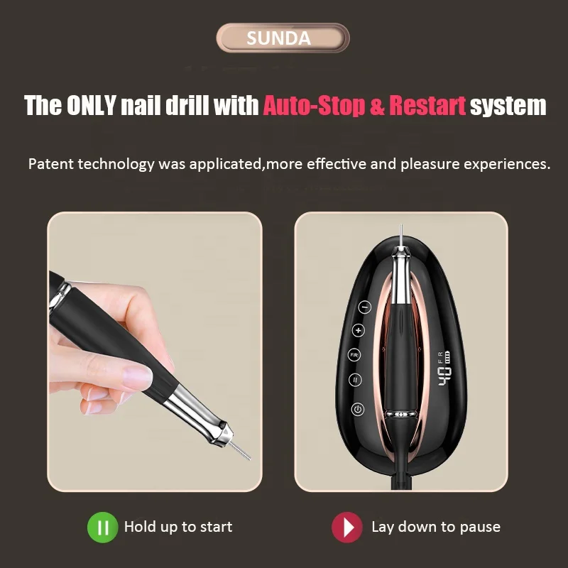 Black Brushless Portable Rechargeable Cordless Nail Drill Machine