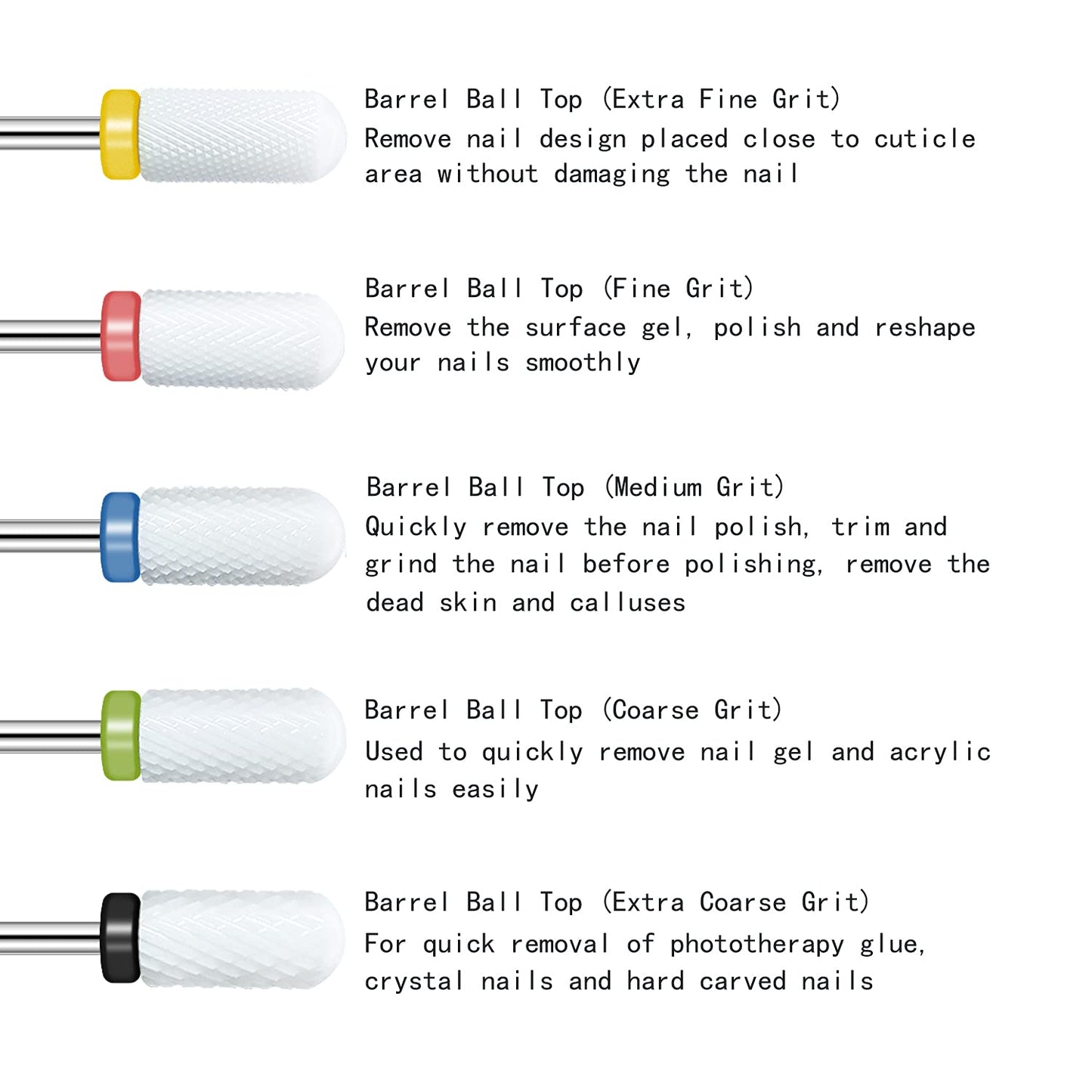 Ceramic Nail Drill Bit Barrel Ball Yellow – Grit: XF (xtra fine) 3/32″