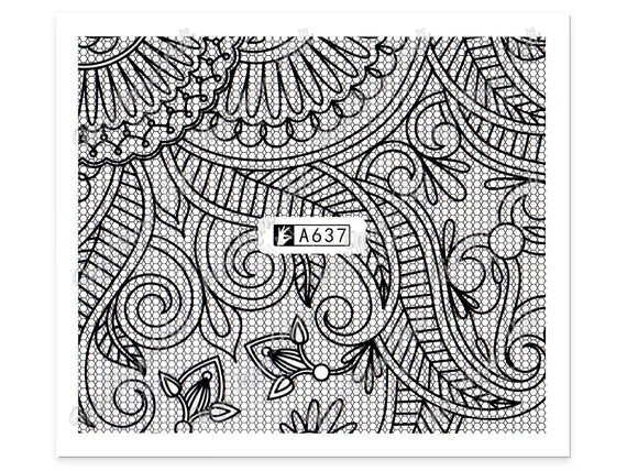 Lace Geometric Nail Decal Range A637-