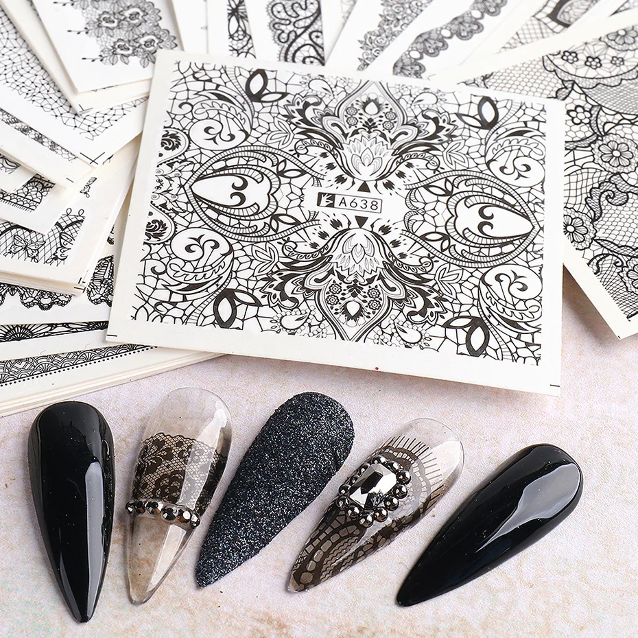 Lace Geometric Nail Decal Range A637-