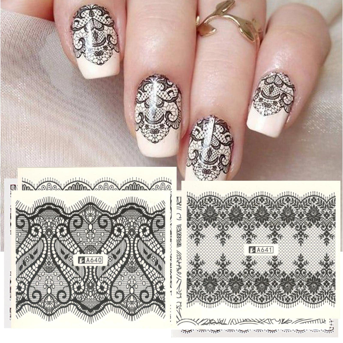 Lace Geometric Nail Decal Range A637-